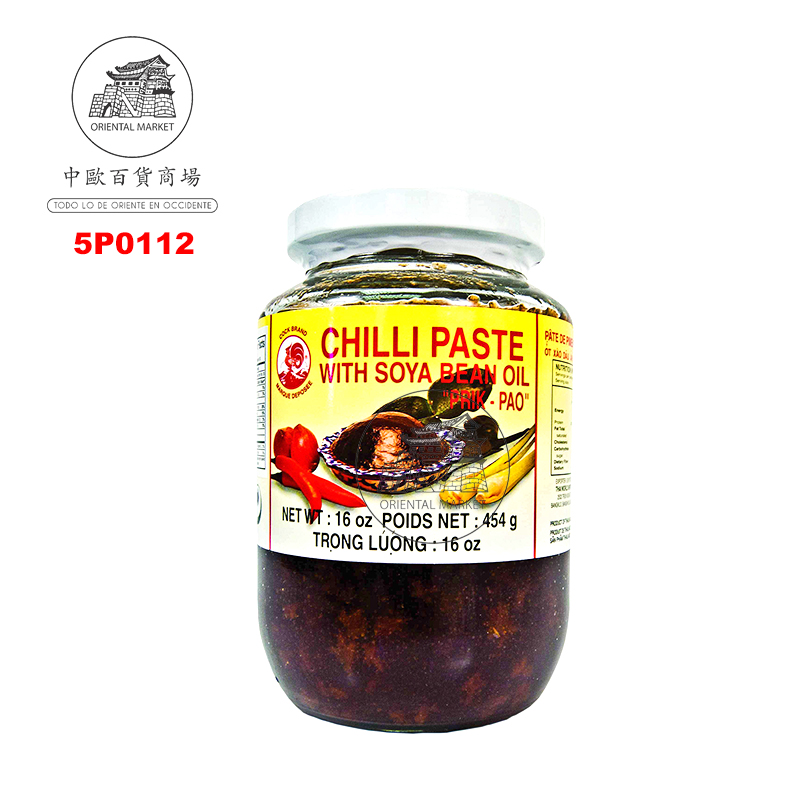 PASTA CHILI CON ACEITE SOJA *COCK* 鸡标虾油椒膏辣 454g/24