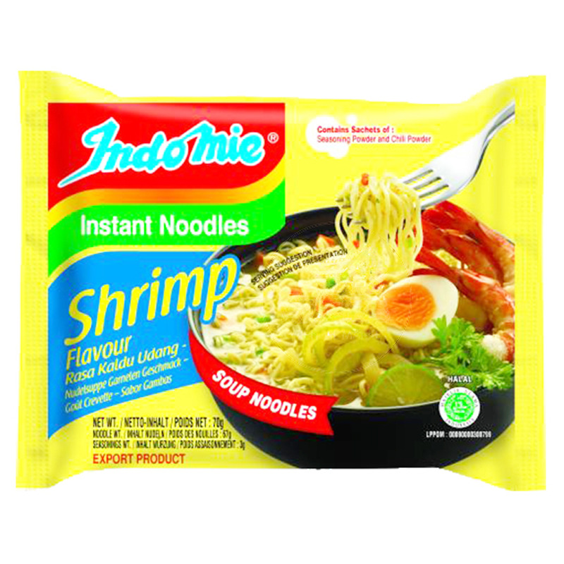 [502029/5T0434] FIDEO INSTANTANEO GAMBAS *INDOMIE* 虾仁味营多面 70g/40
