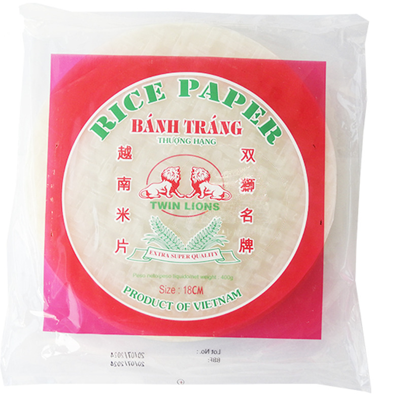 [502303/5P0011] PAPEL ARROZ REDONDO  60H (18cm) *TWIN LION* 双狮圆米片 400g/40