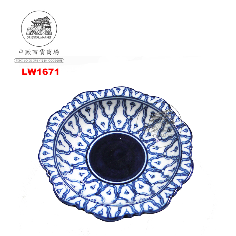 BANDEJA CON SOPORTE AZUL 瓷蓝花带底托碟 /48