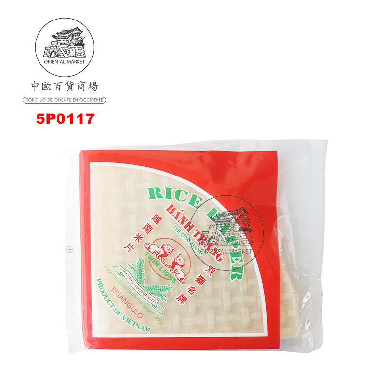 PAPEL ARROZ TRIANGULO *TWIN LION* 双狮三角米片 300g/50