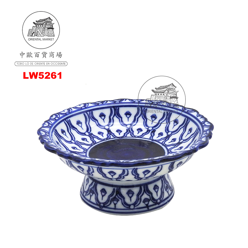 [900850/LW5261] BANDEJA CON SOPORTE AZUL   瓷蓝花带底托碟 /108