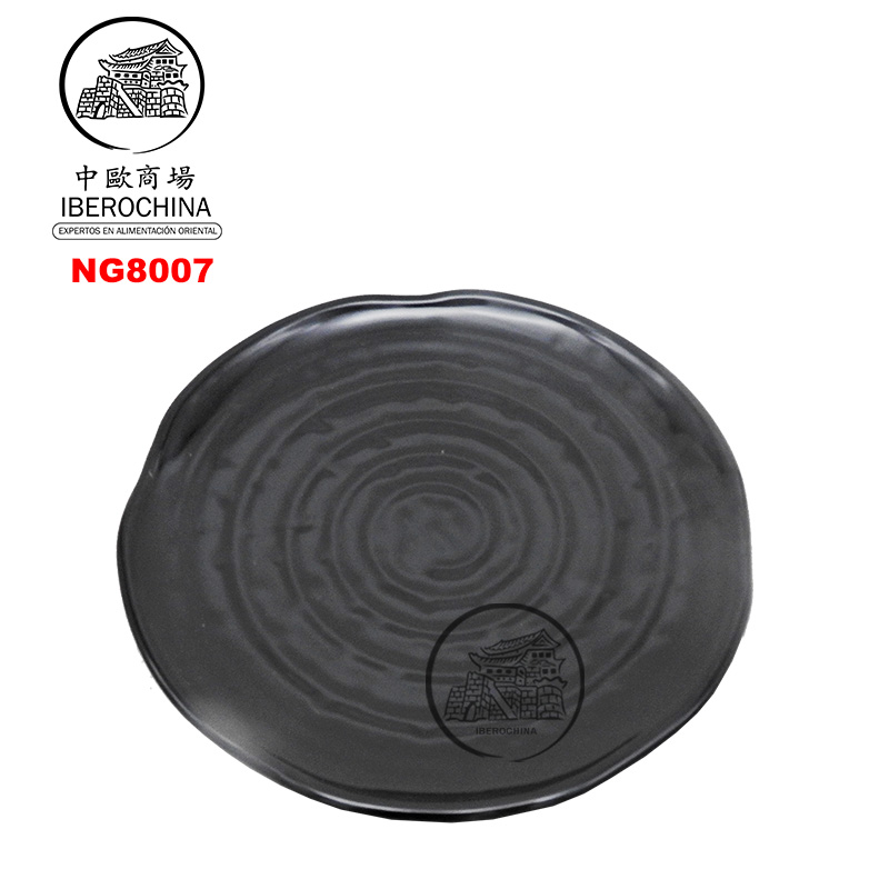 PLATO REDONDO *8007* 塑黑色蟠桃皿 19cm/48