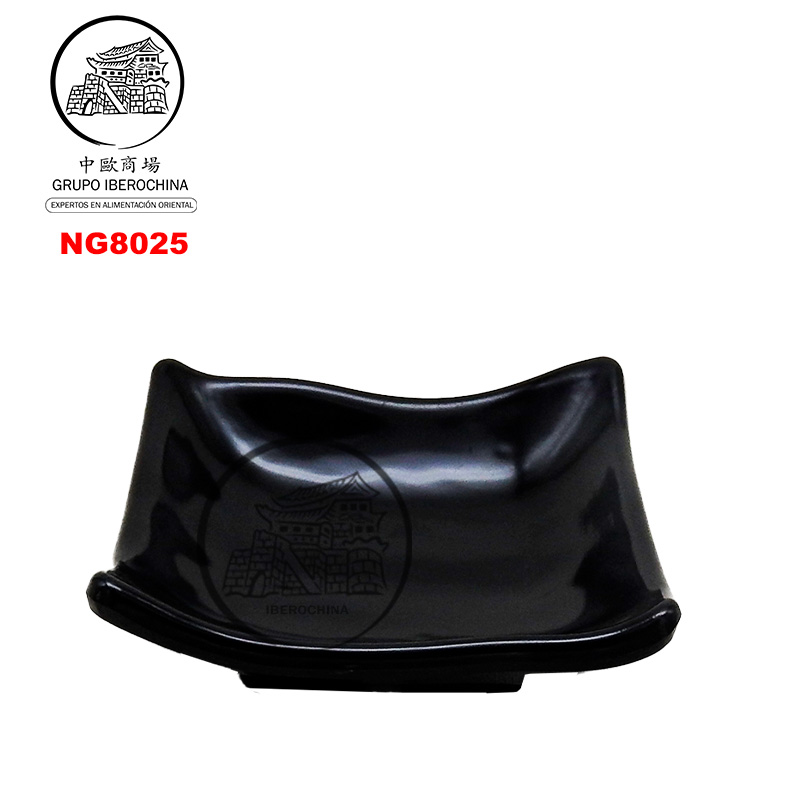 PLATO CUADRADO PARA SALSA *8025* 黑色四角沾酱碟 10cm/192