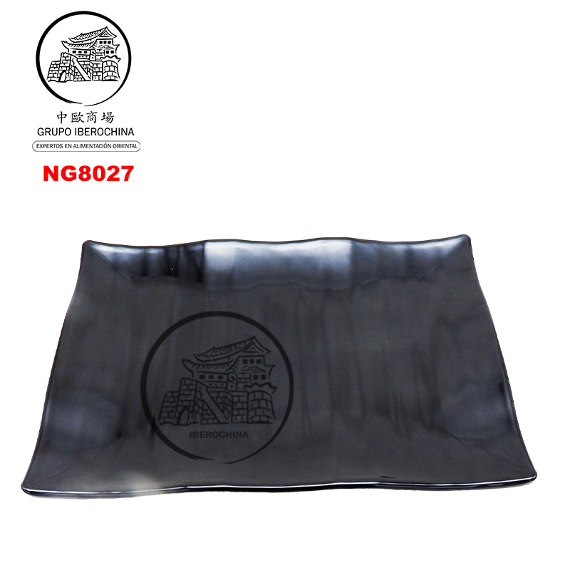 PLATO RECTA *8027* 塑黑色小四角长方波皿 36