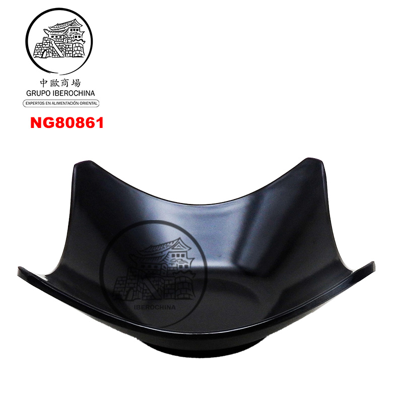 CUENCO CUADRADO *8086-1* 塑黑色角型缽 18cm/72