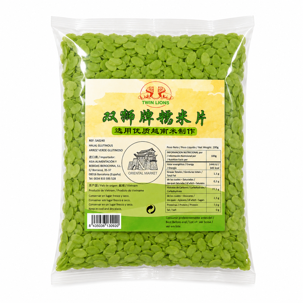ARROZ GLUTINOSO VERDE *TWIN LION* 双狮绿糯米片 200g/30