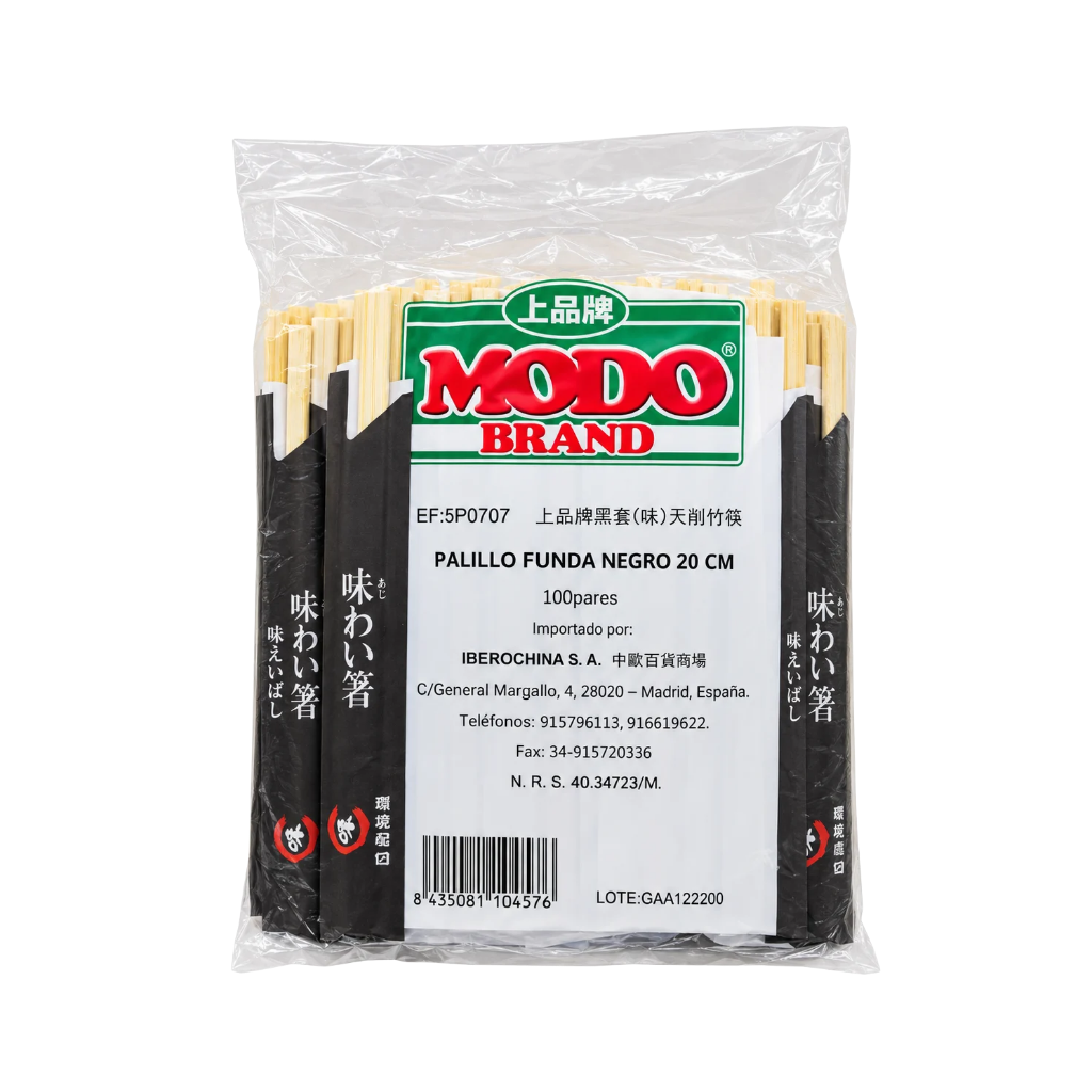 PALILLO FUNDA NEGRA (20cm) *MODO* 上品黑套天削竹筷 100u/30
