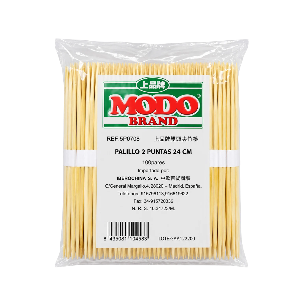 [900191/5P0708] PALILLO 2 PUNTA *MODO* 上品双尖竹筷 24cm/100u/30