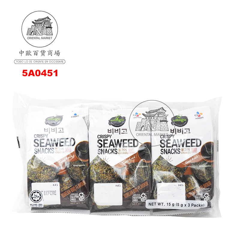 ALGA SNACK SABOR BBQ *BIBIGO* 韩国烧烤味海苔  5g/3u/12