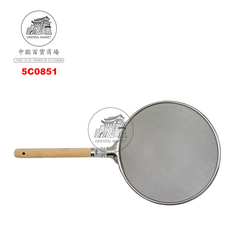 COLADOR ACERO INOX (27cm) 圓木柄油格(细钢) /50