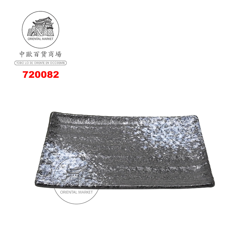PLATO RETANGULO NEGRO 雪花黑彩双切长方盘 (8吋)