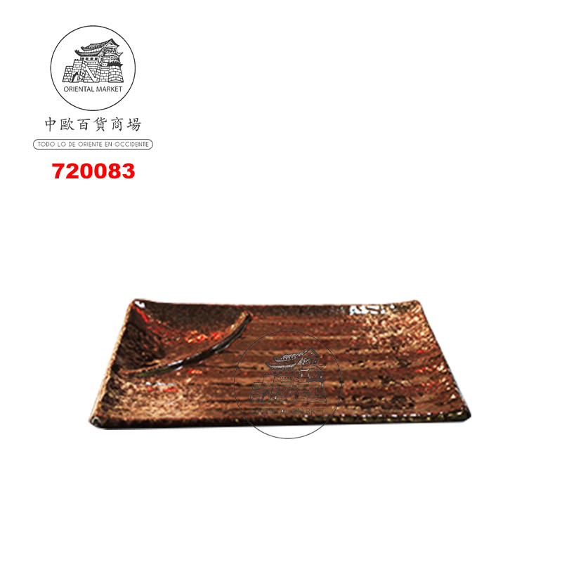 PLATO RECTANGULO NEGRO 雪花黑彩烧物盘 (8吋)