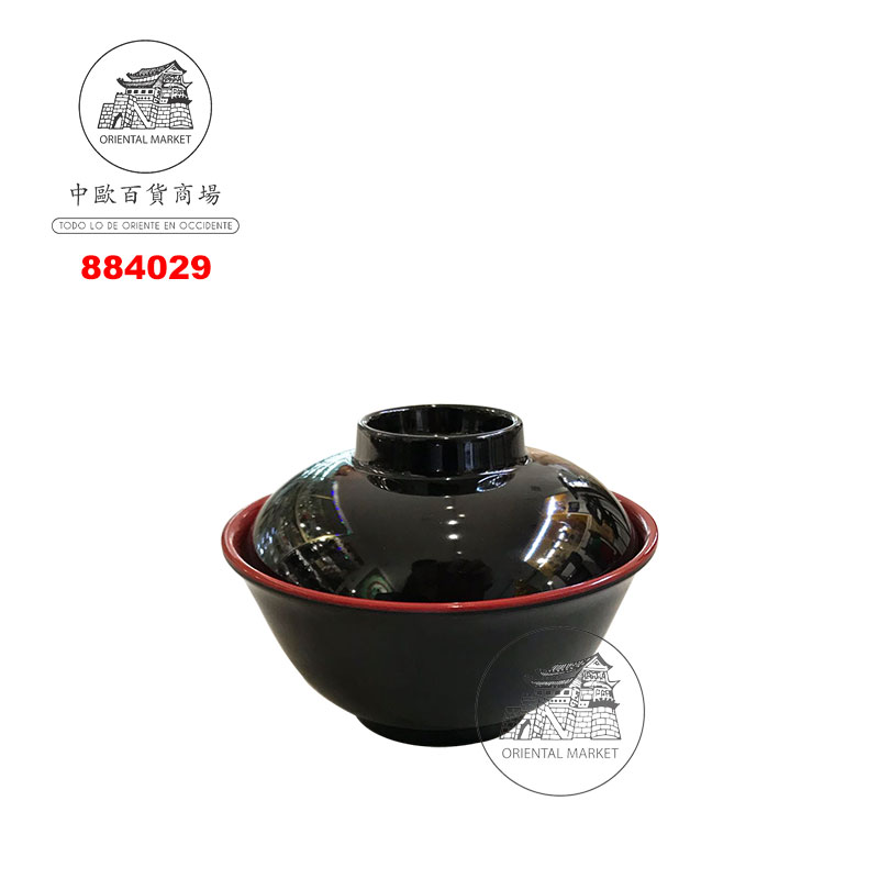 CUENCO CON TAPA PLASTICO 日式红黑碗加盖  12cm/192