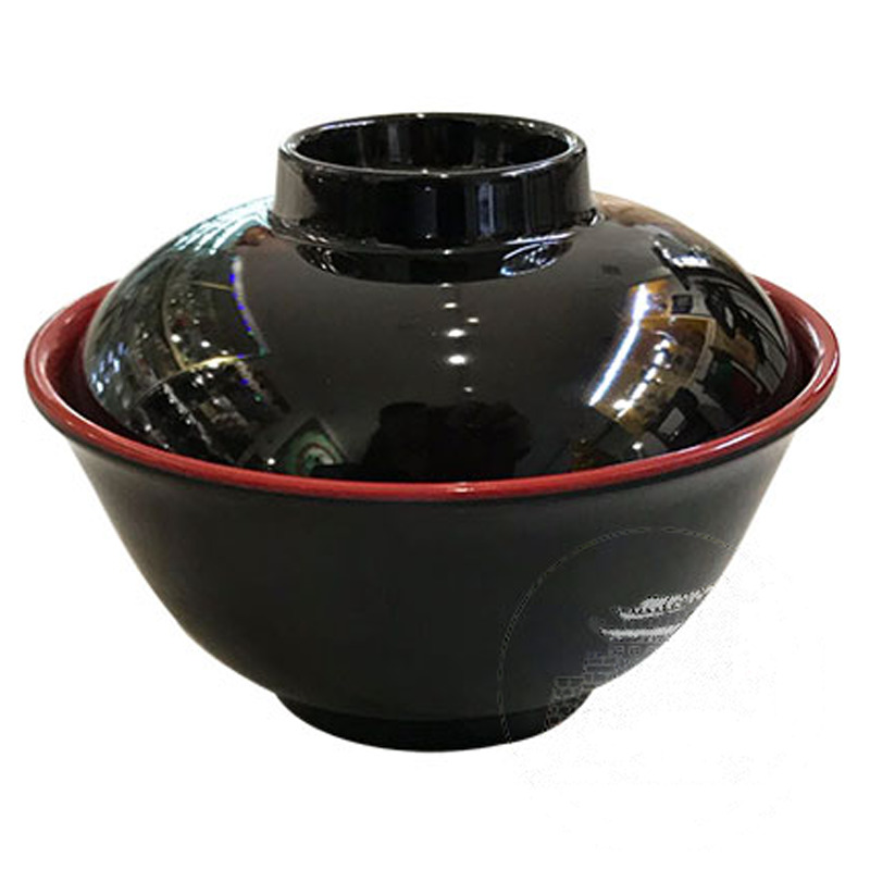 CUENCO CON TAPA PLASTICO 日式红黑碗加盖  12cm/192