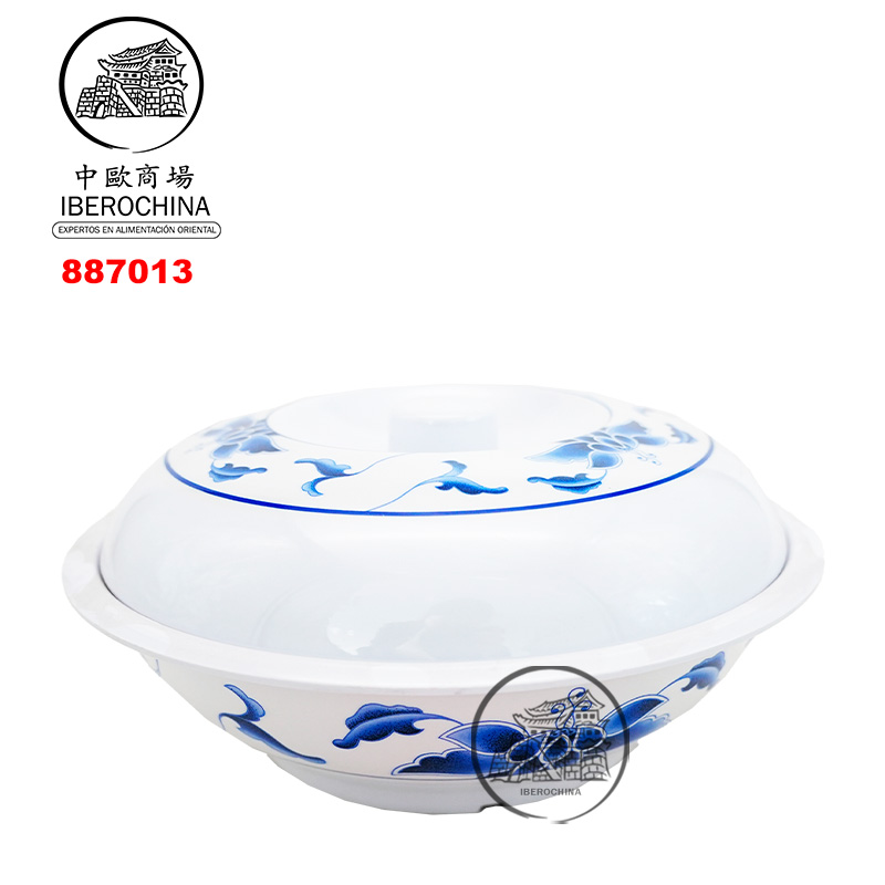 SOPERA PLASTICO 塑蓝荷彩花带盖汤锅 25cm/24