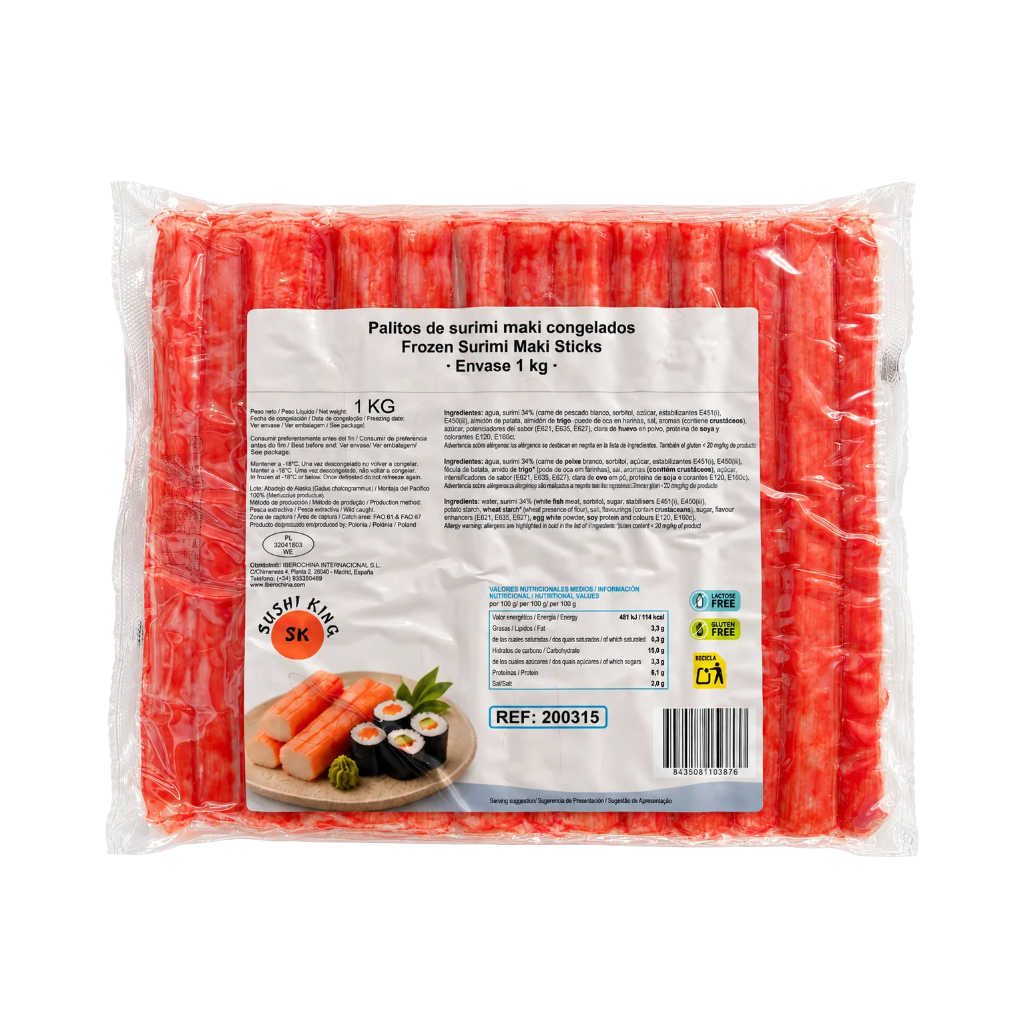PALITO MAR CONGELADO *SUSHI KING* 寿司王冻蟹肉条 18cm/1kg/10