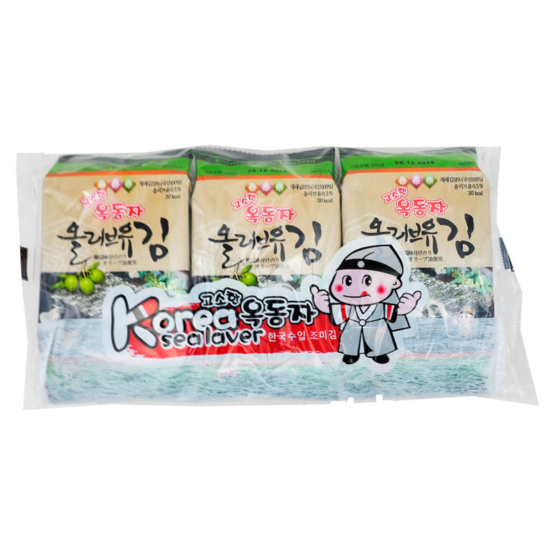 [501502/5A0530] SNACK ALGA ACEITE OLIVA *OCK-DONG-JA* 玉童子橄榄油味海苔 4,5g/3u/24