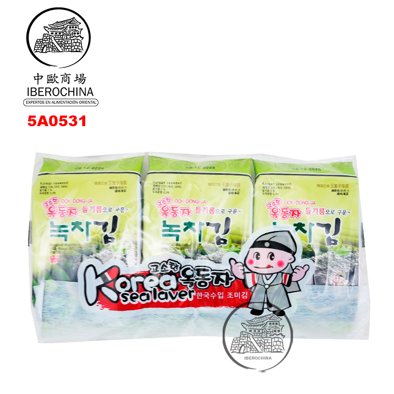 [501503/5A0531] SNACK ALGA TE VERDE *OCK-DONG-JA* 玉童子绿茶味海苔 4g/3u/24