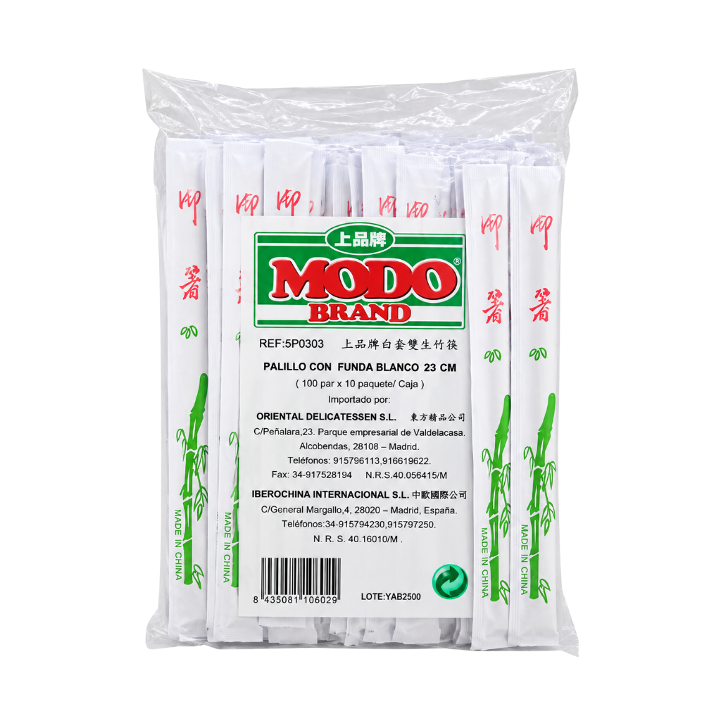 PALILLO FUNDA BLANCA (23cm) *MODO* 上品白套双生竹筷 100u/30