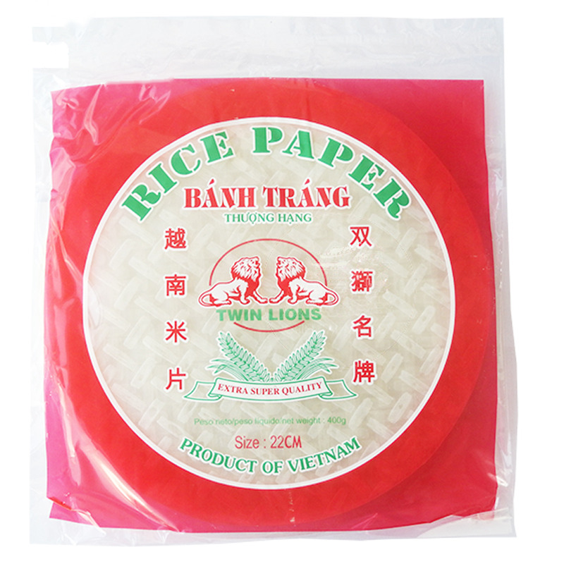 PAPEL ARROZ REDONDO 40H (22cm) *TWIN LION* 双狮圆米片 400g/40