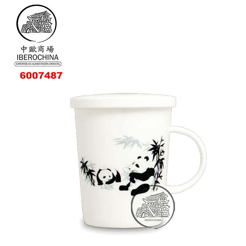 TAZA TE CON FILTRO 白色底熊猫带盖过滤马克杯 /36