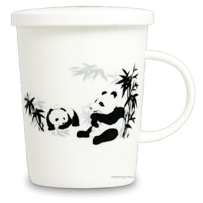 TAZA TE CON FILTRO 白色底熊猫带盖过滤马克杯 /36