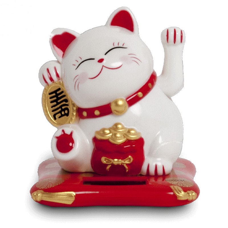 GATO SUERTE SOLAR 太阳能白色小招财猫 /120