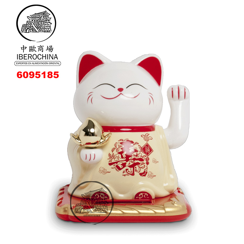 GATO SUERTE SOLAR 太阳能寿字白黄招财猫 /120