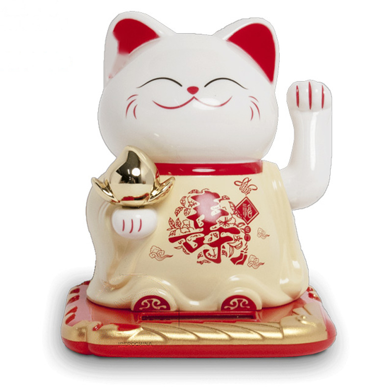 GATO SUERTE SOLAR 太阳能寿字白黄招财猫 /120