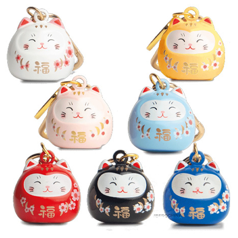 LLAVERO GATO SUERTE 招财猫福钥匙扣白黄粉蓝红黑宝蓝 /700