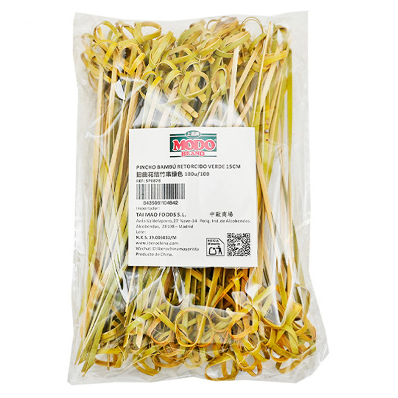 PINCHO BAMBU RETORCIDO VERDE 绿色双结竹串 15cm/100u/100
