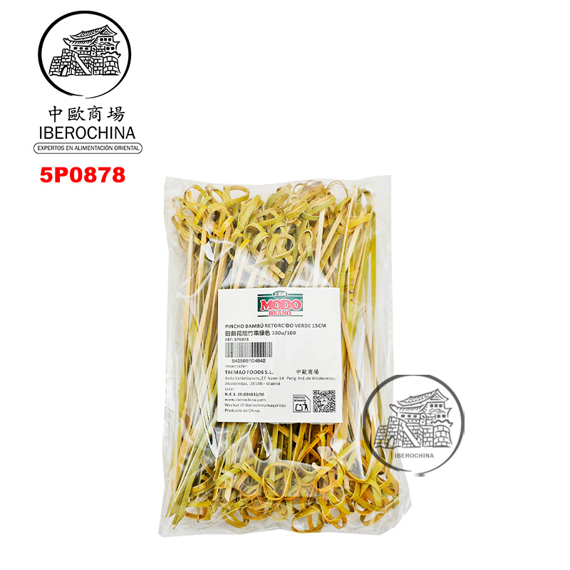 PINCHO BAMBU RETORCIDO VERDE 绿色双结竹串 15cm/100u/100