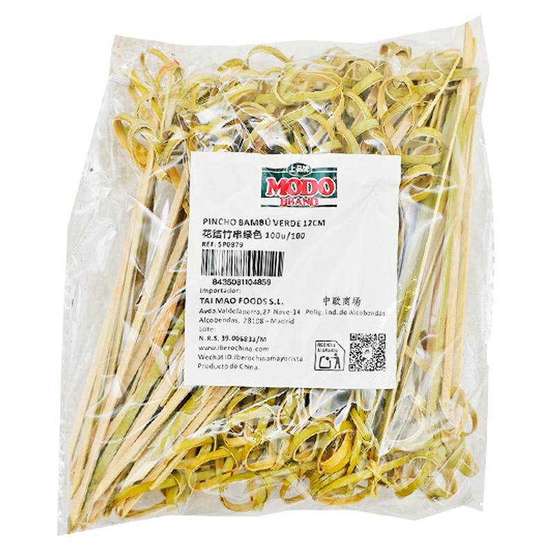 PINCHO BAMBU VERDE 绿色花结竹串 12cm/100u/100