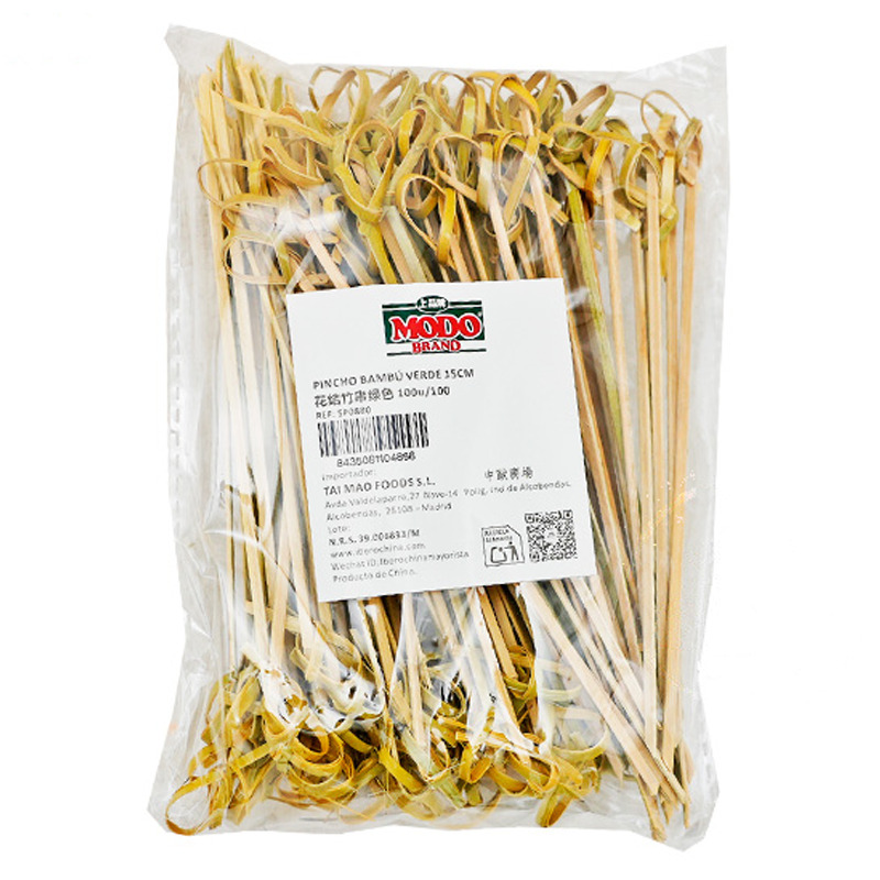 PINCHO BAMBU VERDE 绿色花结竹串 15cm/100u/100