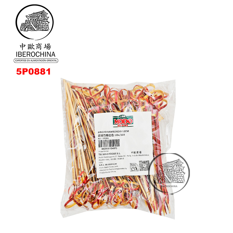 PINCHO BAMBU ROJO 12CM 花结竹串红色 100u/100