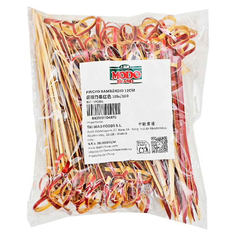 [900498/5P0881] PINCHO BAMBU ROJO 红色花结竹串 12cm/100u/100