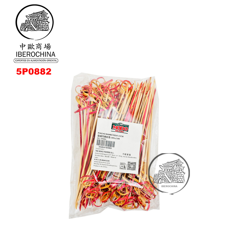 PINCHO BAMBU ROJO 15CM 花结竹串红色 100u/100