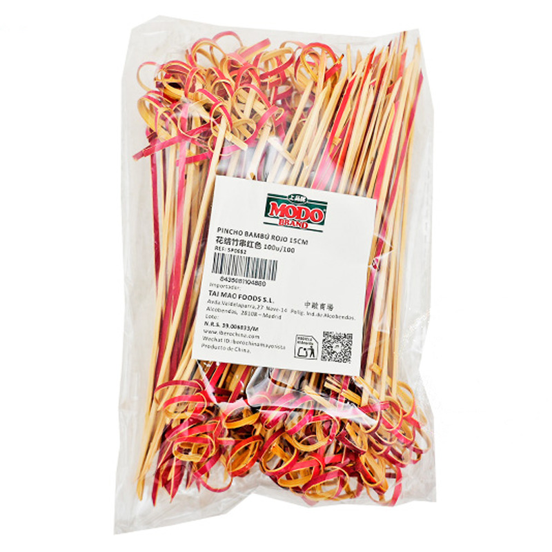PINCHO BAMBU ROJO 红色花结竹串 15cm/100u/100