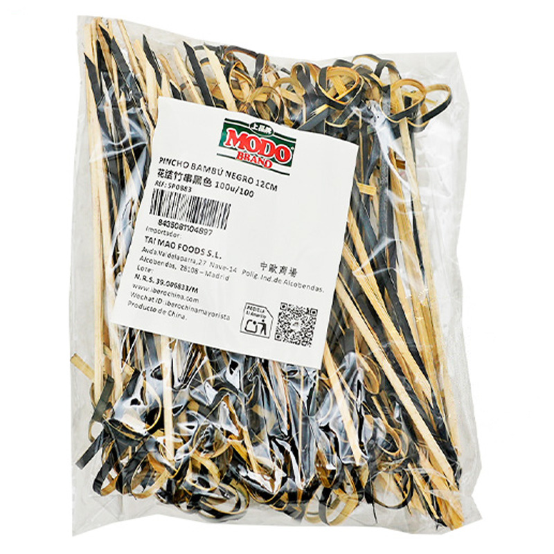 [900500/5P0883] PINCHO BAMBU NEGRO 花结竹串黑色 12cm/100u/100