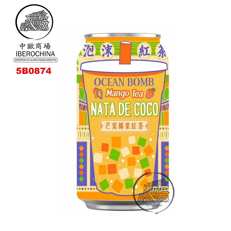[501789/5B0874] BEBIDA TE ROJO CON NATA DE COCO MANGO *OCEAN BOMB* 芒果椰果红茶 330ml/24