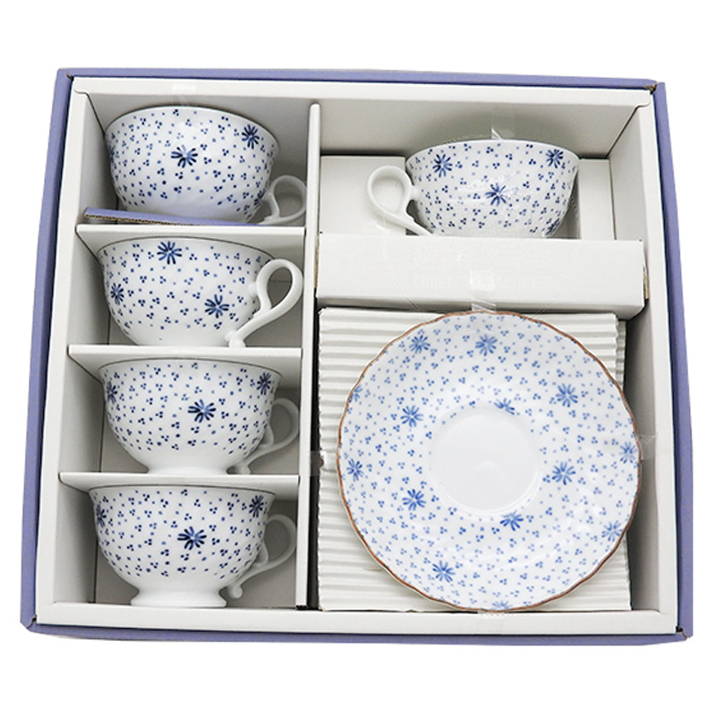 JUEGO DE CAFE AZUL  *CS* 小蓝菊咖啡组 5u