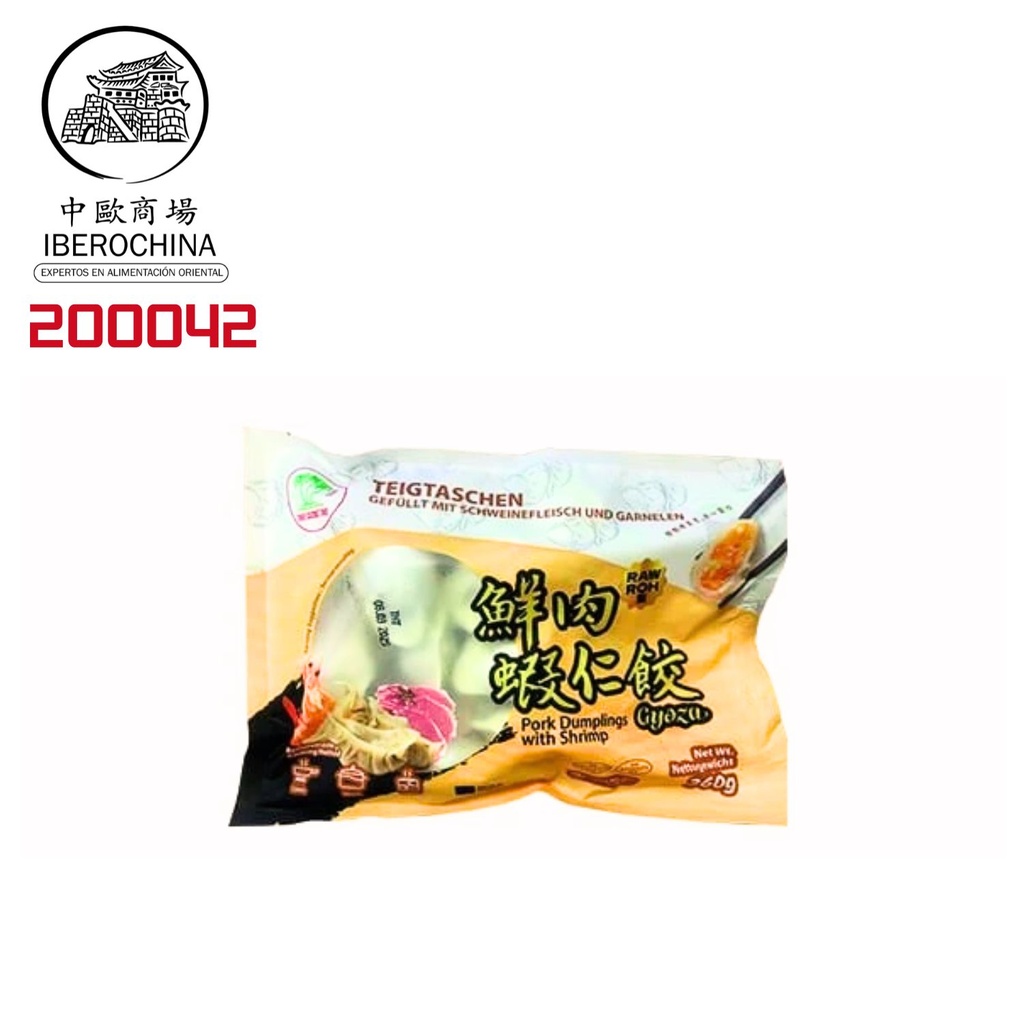 GYOZA CON CARDE CERDO Y GAMBA *YESHU* 椰树牌鲜肉虾仁水饺 360g/24