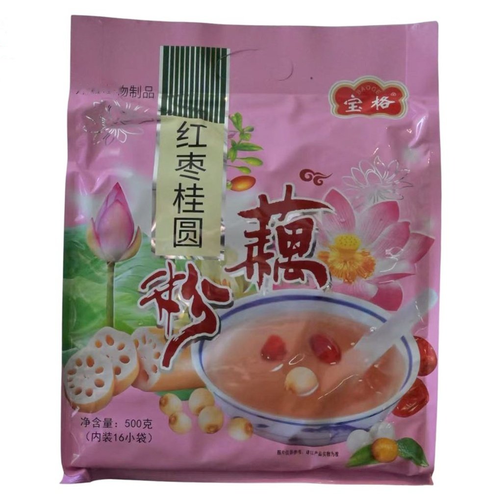 POLVO DE LOTUS SABOR A JUJUBA ROJA 宝味西湖藕粉 (红枣桂圆) 500G