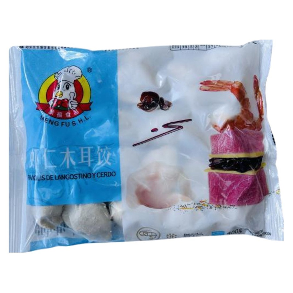 [200091] RAVIOLI LANGOSTINO SETA NEGRA CONGELADO *MENGFU* 蒙福冻虾仁木耳饺 400g/12