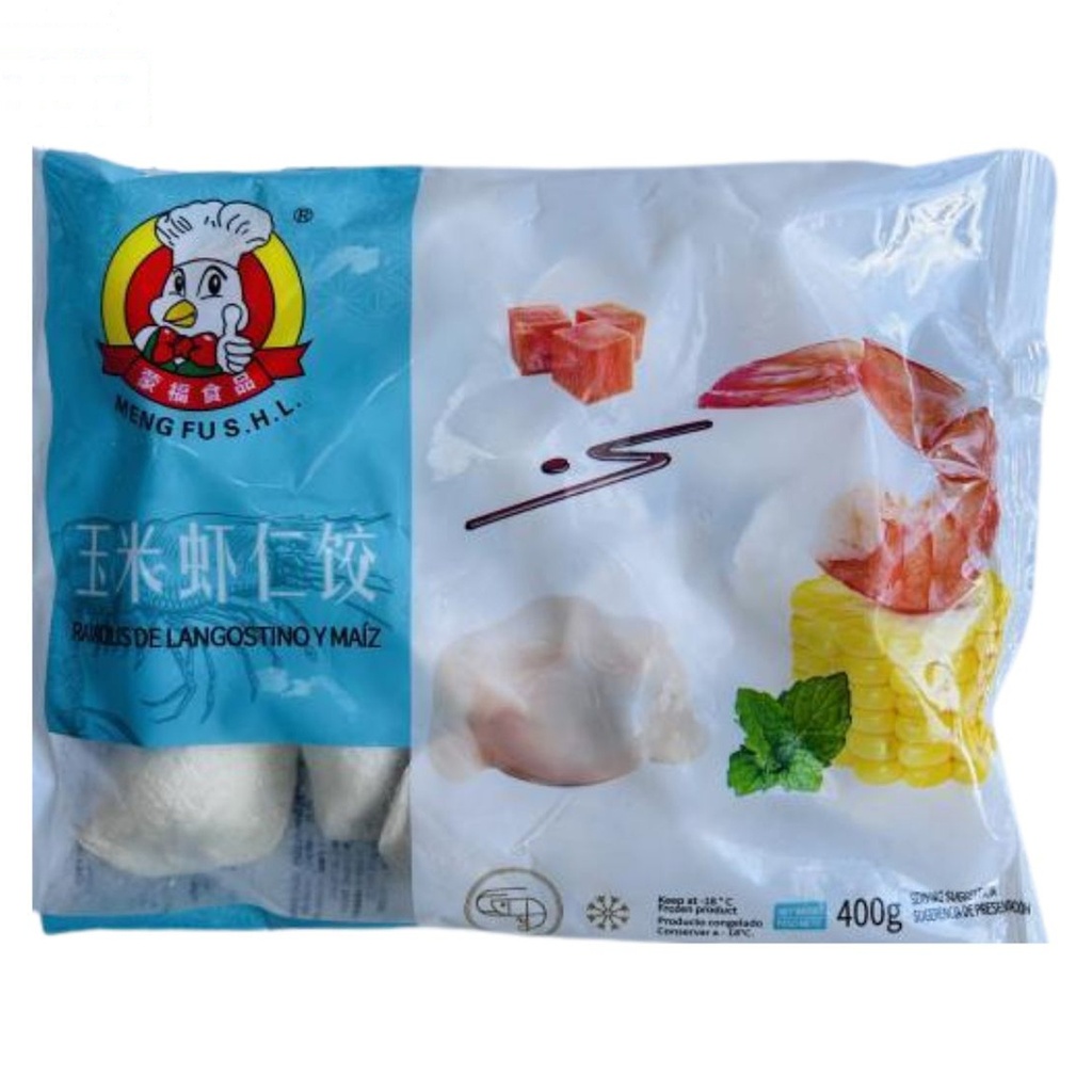 [200092] RAVIOLI LANGOSTINO MAIZ CONGELADO *MENGFU* 蒙福冻玉米虾仁饺 400g/12
