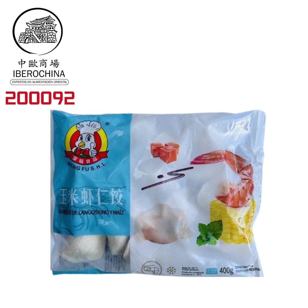 RAVIOLI LANGOSTINO MAIZ CONGELADO *MENGFU* 蒙福冻玉米虾仁饺 400g/12