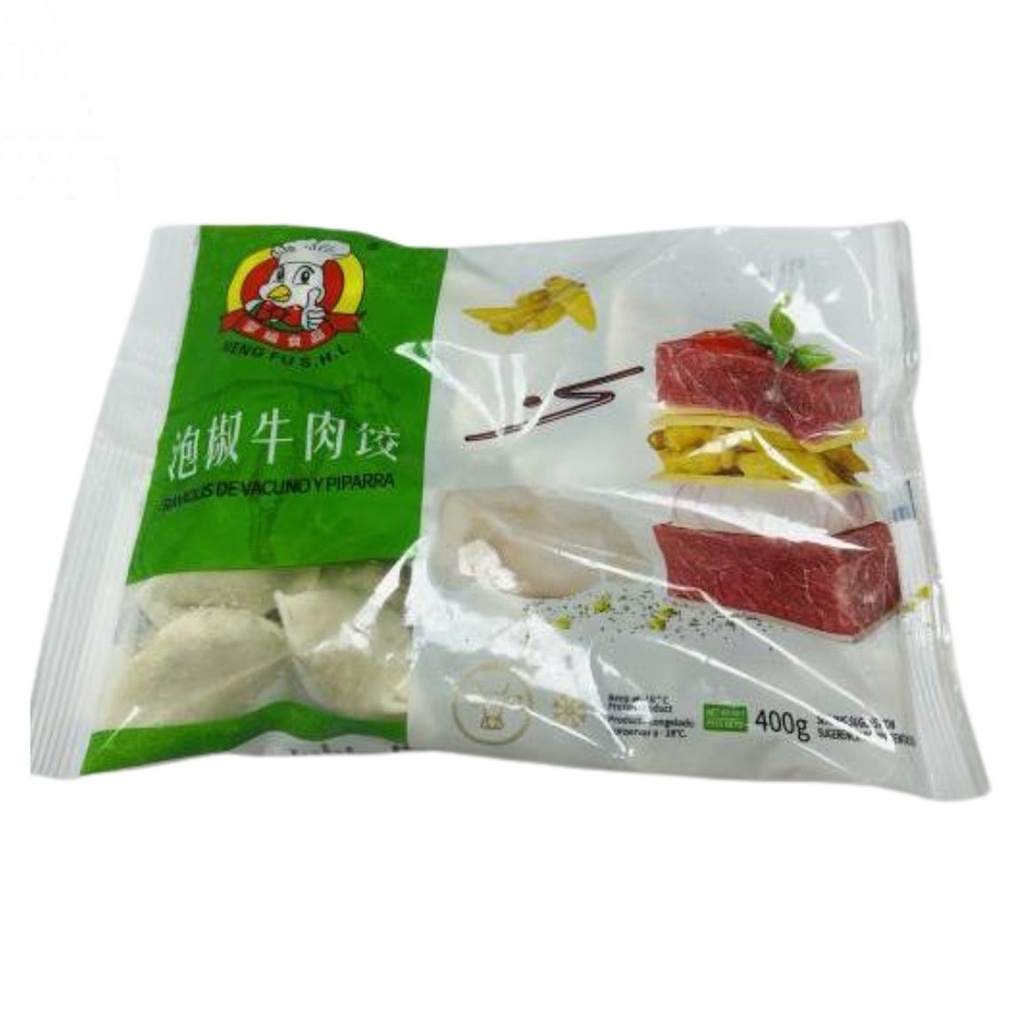 [200096] RAVIOLI VACUNO PIPARRA CONGELADO *MENGFU* 蒙福冻泡椒牛肉饺 400g/12