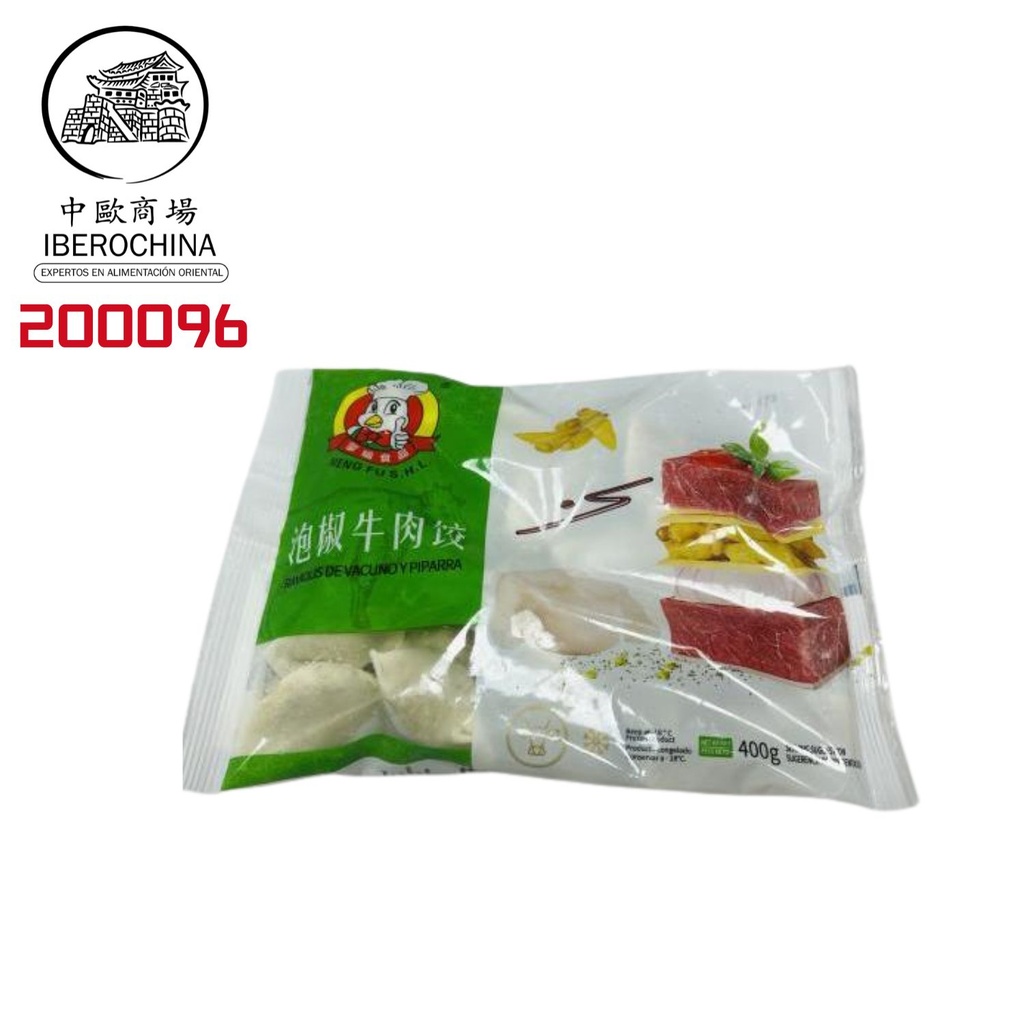 RAVIOLIS DE TERNERA Y PIPARRA *MENGFU* 蒙福泡椒牛肉饺 400g/12