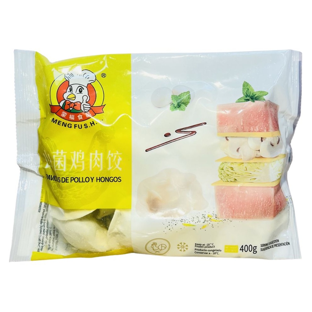 [200097] RAVIOLI POLLO HONGOS CONGELADO *MENGFU* 蒙福冻山菌鸡肉饺 400g/12